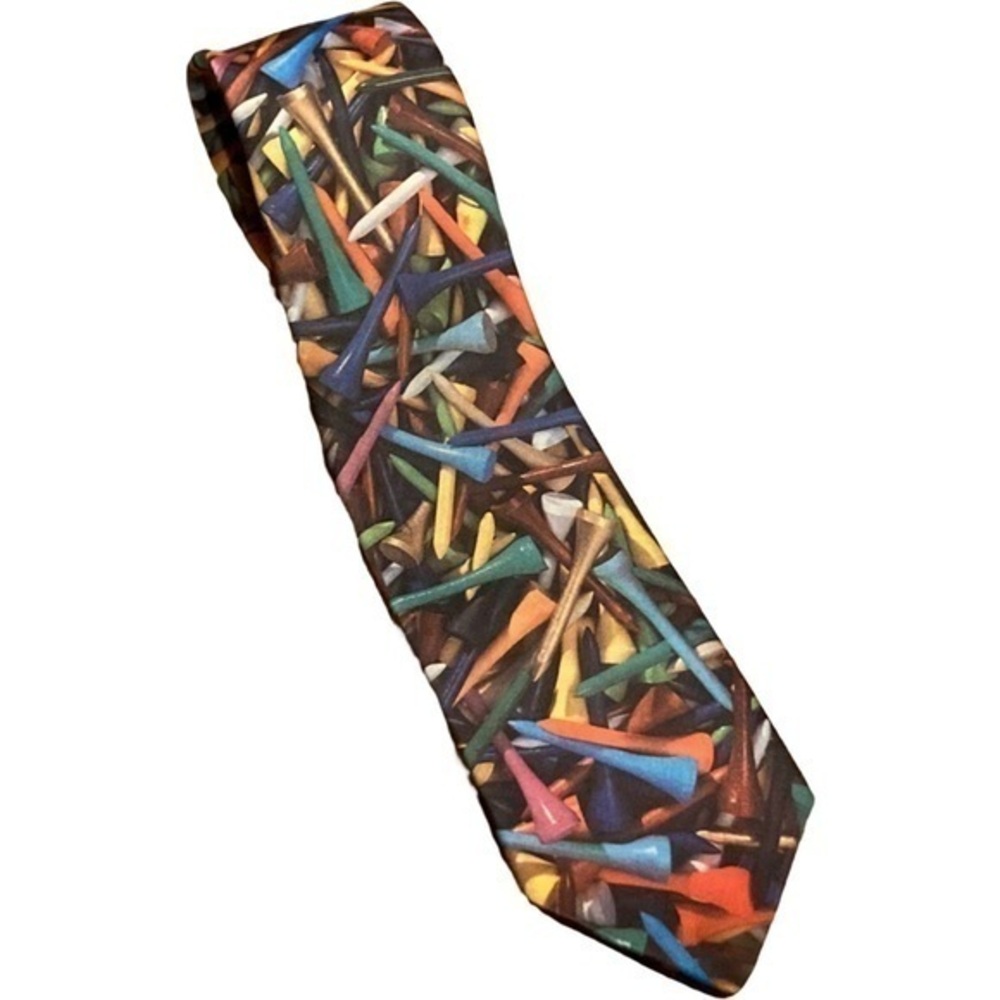 Ralph Marlin Golf Tee Tie Mens Necktie Blue Golfer Gift Vintage